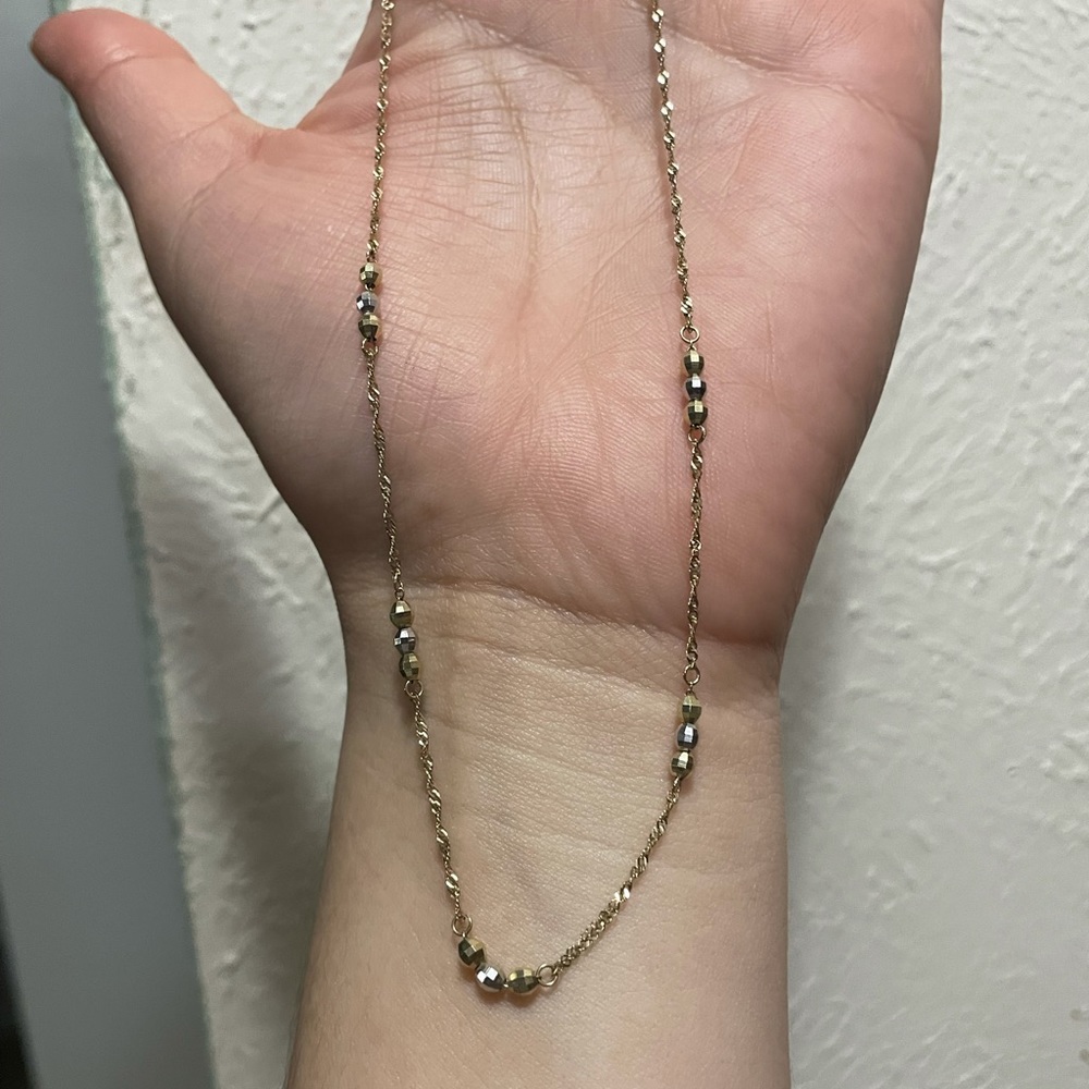 14k gold necklace with white balls